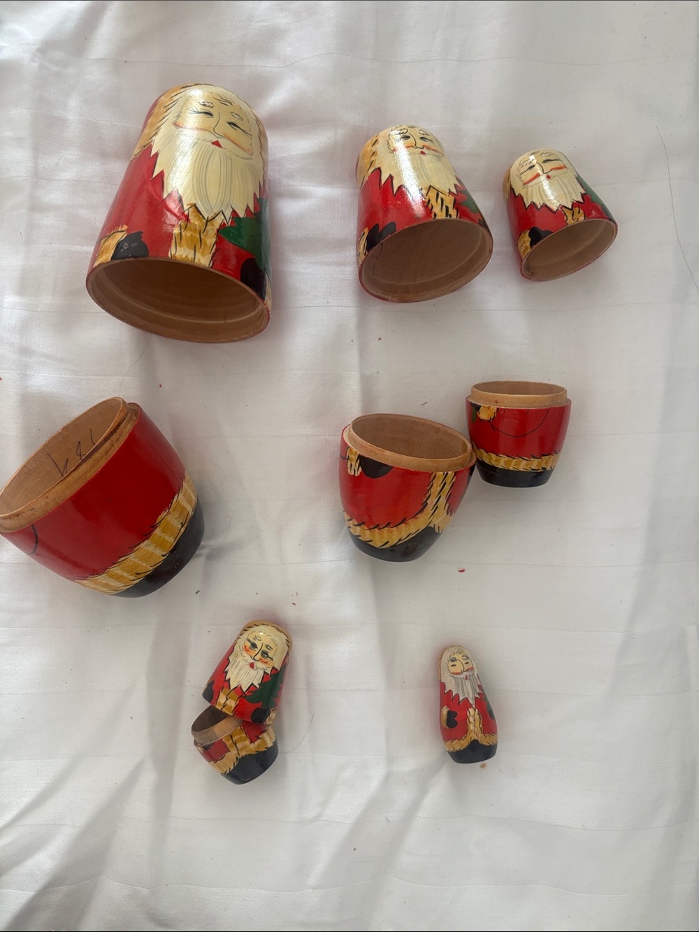 Hand-Painted Red Santa Nesting Dolls - Decorative Kids Toy